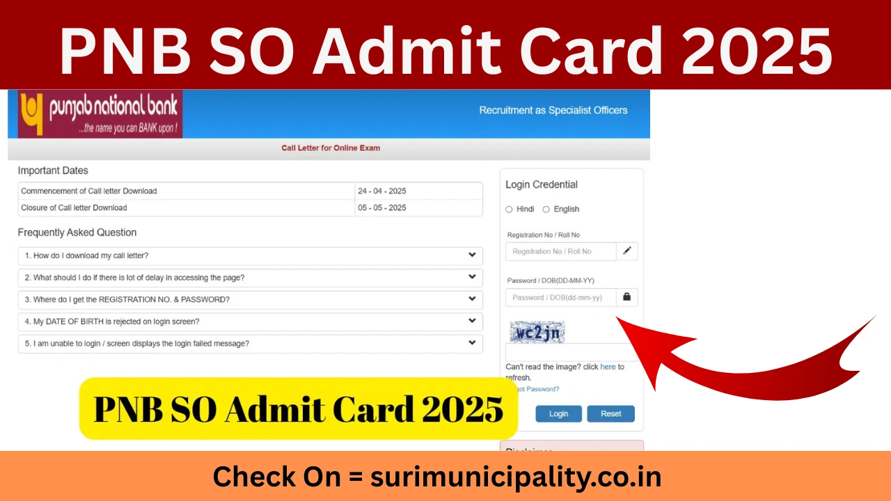 PNB SO Admit Card 2025