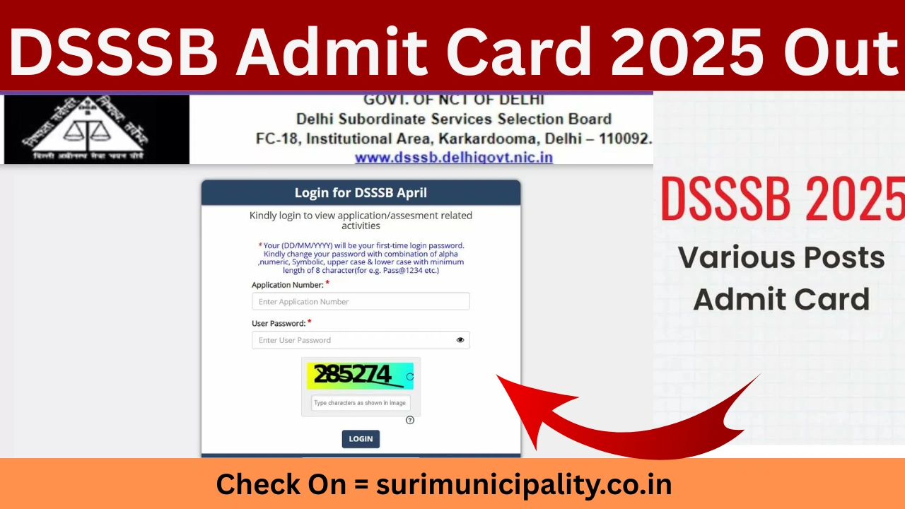 DSSSB Admit Card 2025 Out
