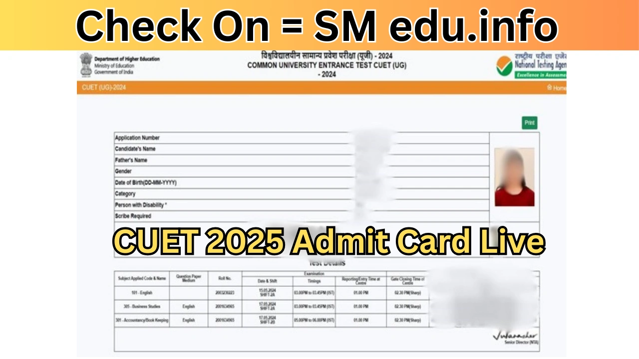 CUET 2025 Admit Card Live